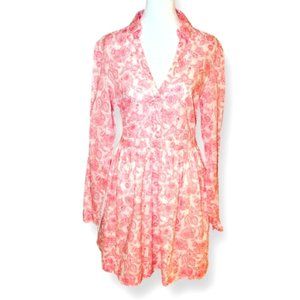 Victoria’s Secret Cottage Core Cotton Pink Floral Dress with Elastic Waist Sz 6